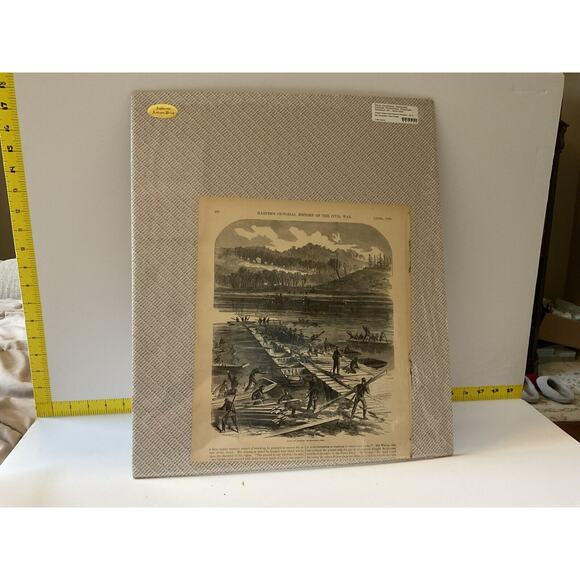 Antique Wood Engraving Civil War 1863 Laying The Pontoons Harper’s Military - Picture 3 of 9
